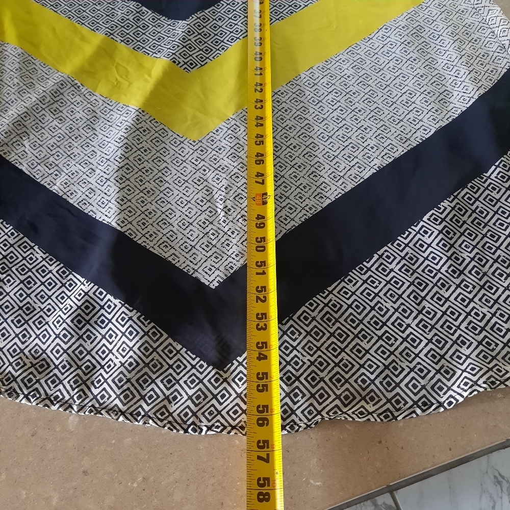 Old Navy Maxi Dress Womens Size Large V Neck Orange Yellow Geometic - Picture 10 of 16